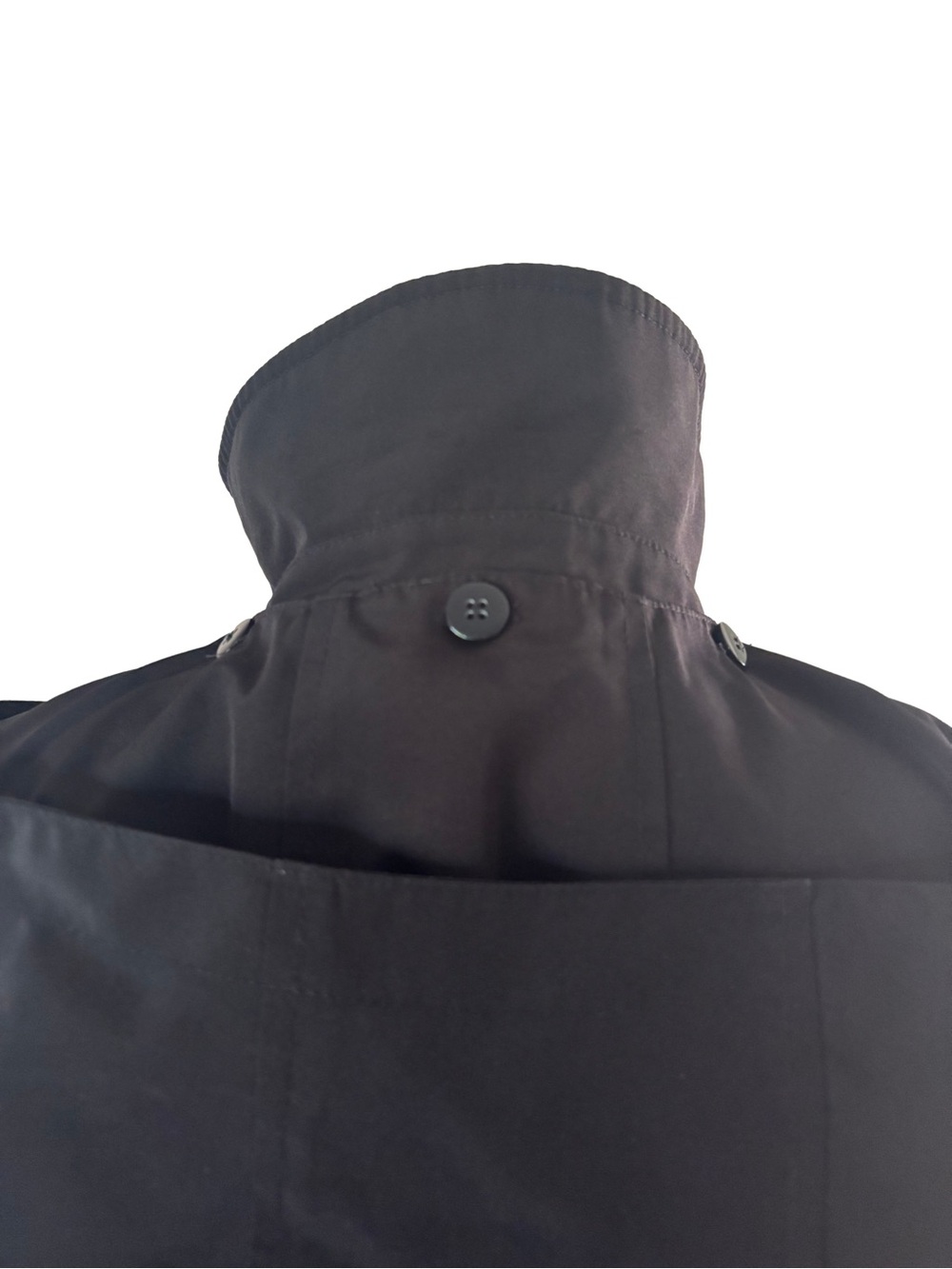 Talbots Petites Black Hooded Raincoat Jacket M Petite Lightweight Trench Coat - Picture 5 of 9